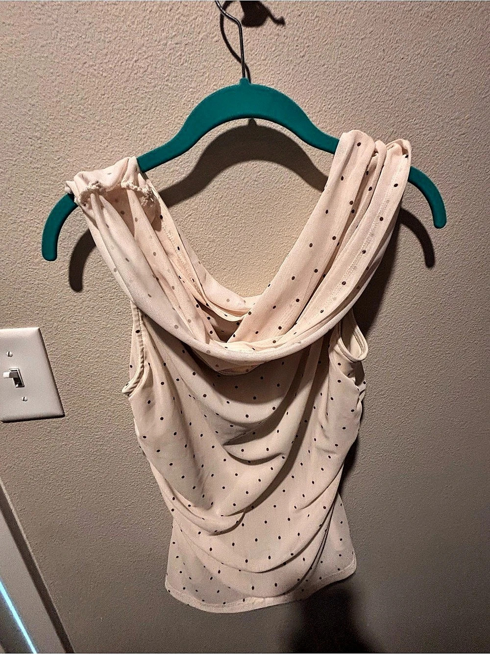 NEVER WORN. A New Day Women's Mesh Top Polka Dot Cream Large